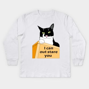 I can out stare you. I haz attitude Cute Tuxedo Cat. Copyright TeAnne Kids Long Sleeve T-Shirt